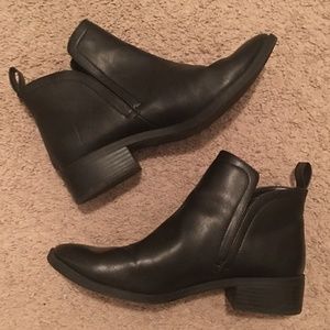 Merona Black Ankle Boots Leather Style Slip On